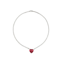 SooSilkyGems HEART TENNIS NECKLACE