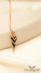Chaseldor Triangle Black Striped Silver Necklace
