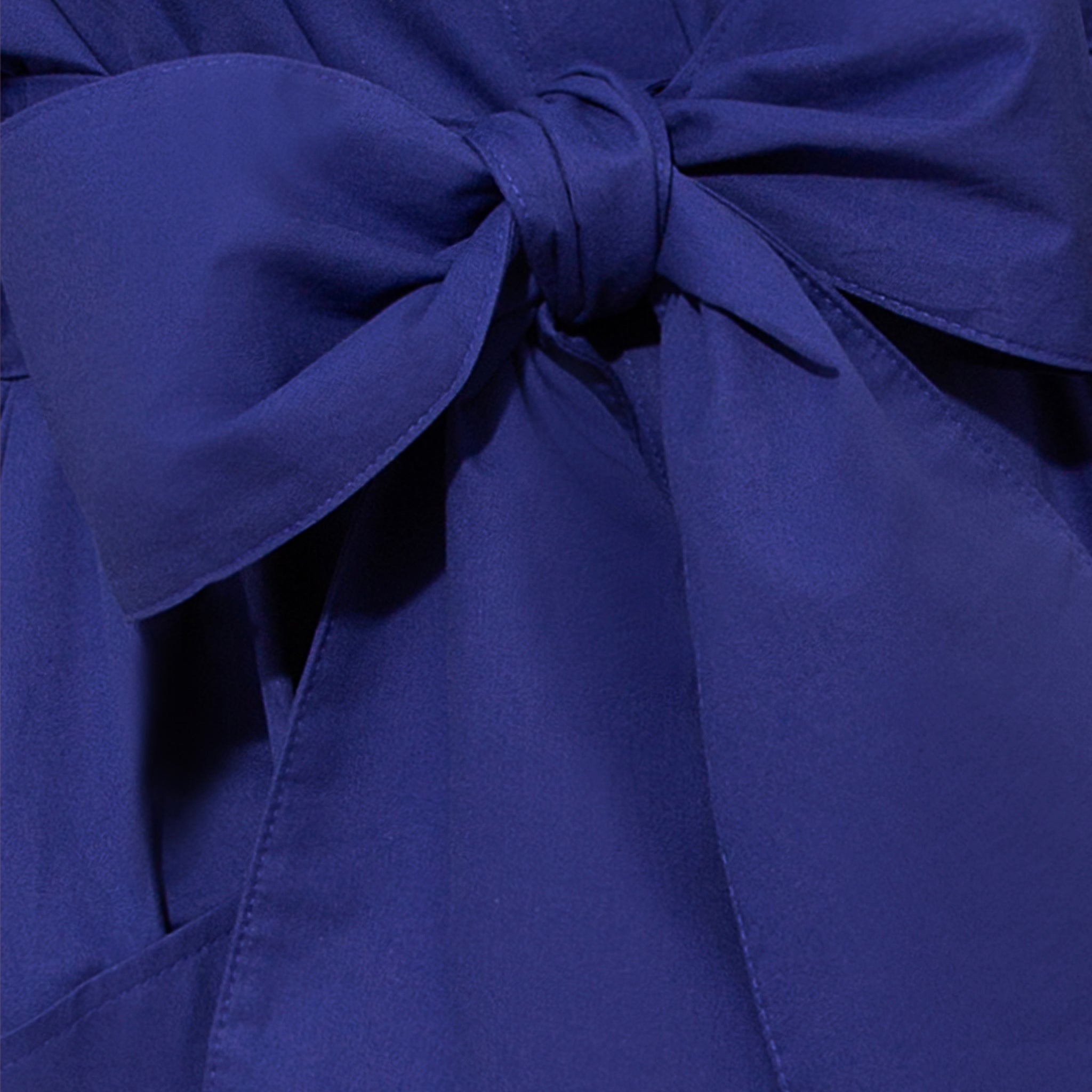 Cotton Belted Maxi Gathered Shirt Dress Vivid Blue - Close-up Belt Product Picture