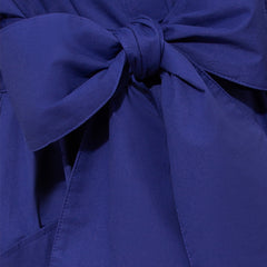 Cotton Belted Maxi Gathered Shirt Dress Vivid Blue - Close-up Belt Product Picture