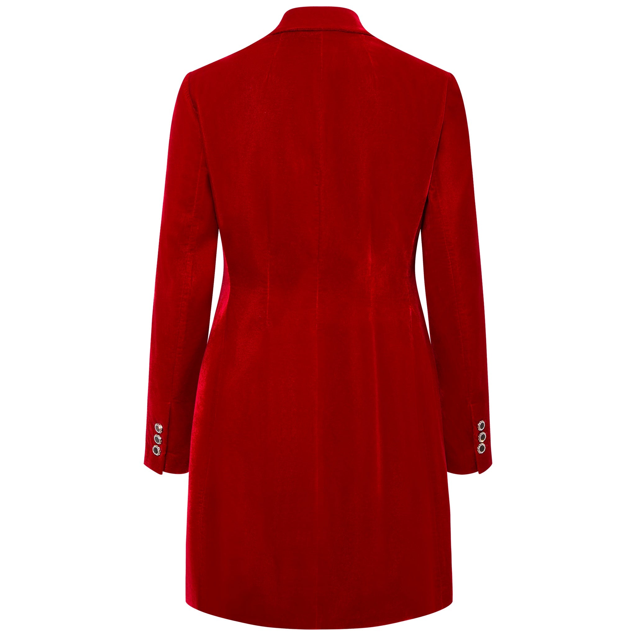 Velvet Tailored Blazer Dress Back - Red
