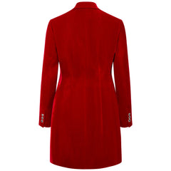 Velvet Tailored Blazer Dress Back - Red