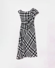 peploum Ama Drapped Dress in Checkered Pattern