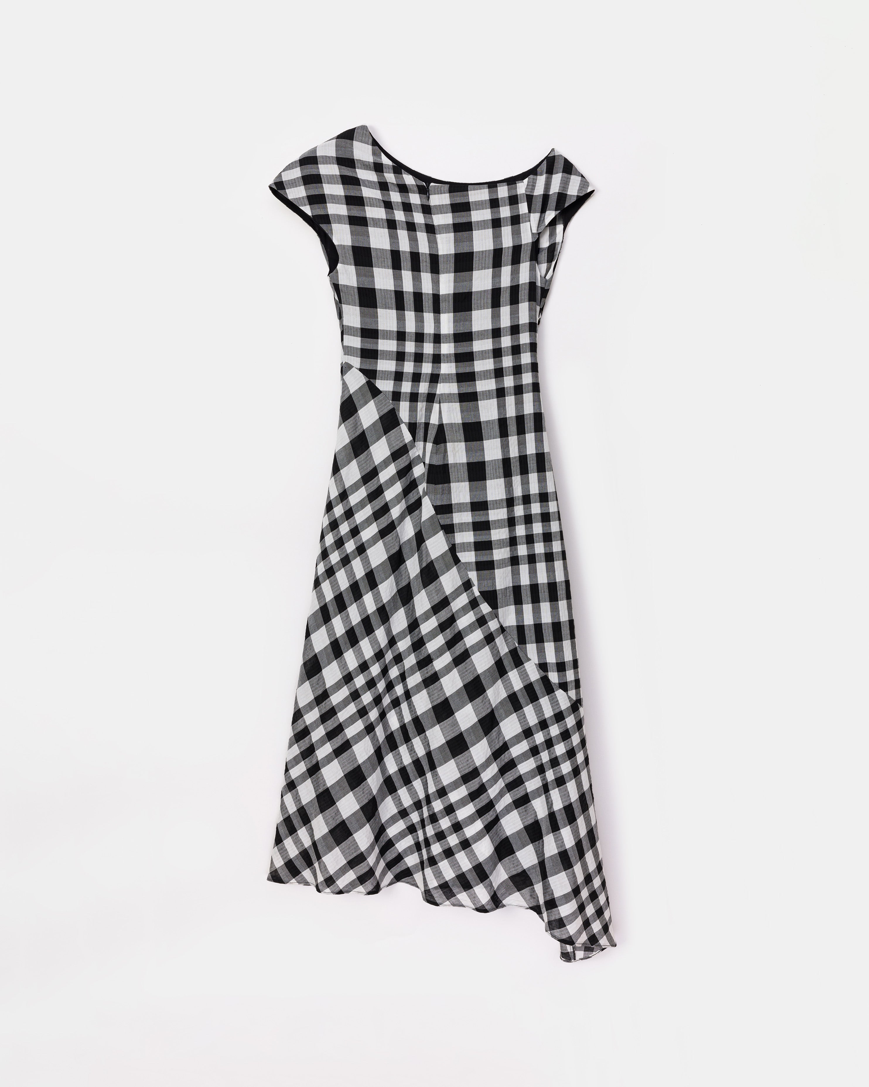 peploum Ama Drapped Dress in Checkered Pattern