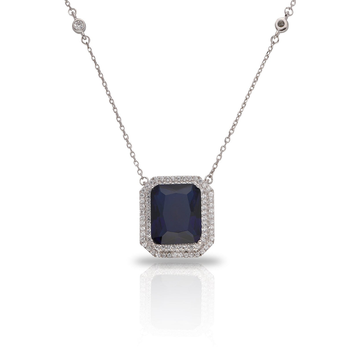 SooSilkyGems BAGUETTE SAPPHIRE CHAIN NECKLACE