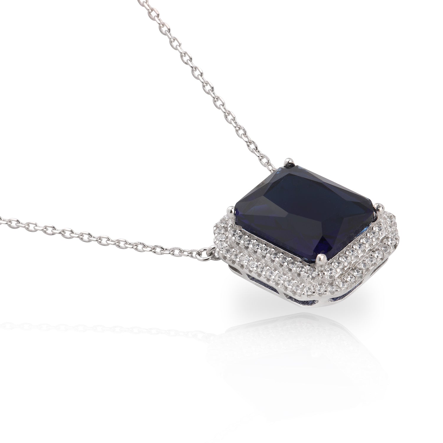 SooSilkyGems BAGUETTE SAPPHIRE CHAIN NECKLACE