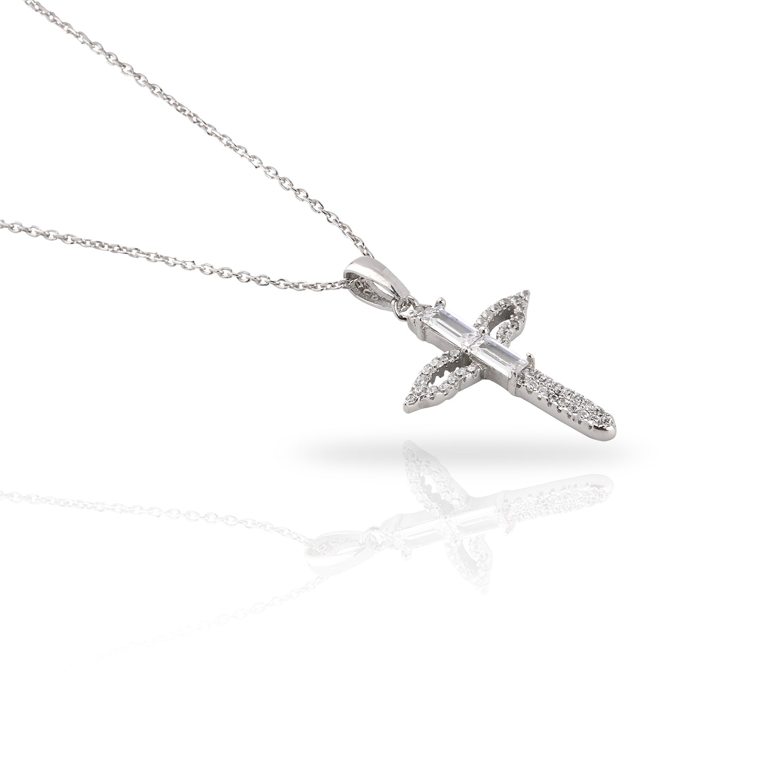 SooSilkyGems ANGEL CROSS CHAIN NECKLACE