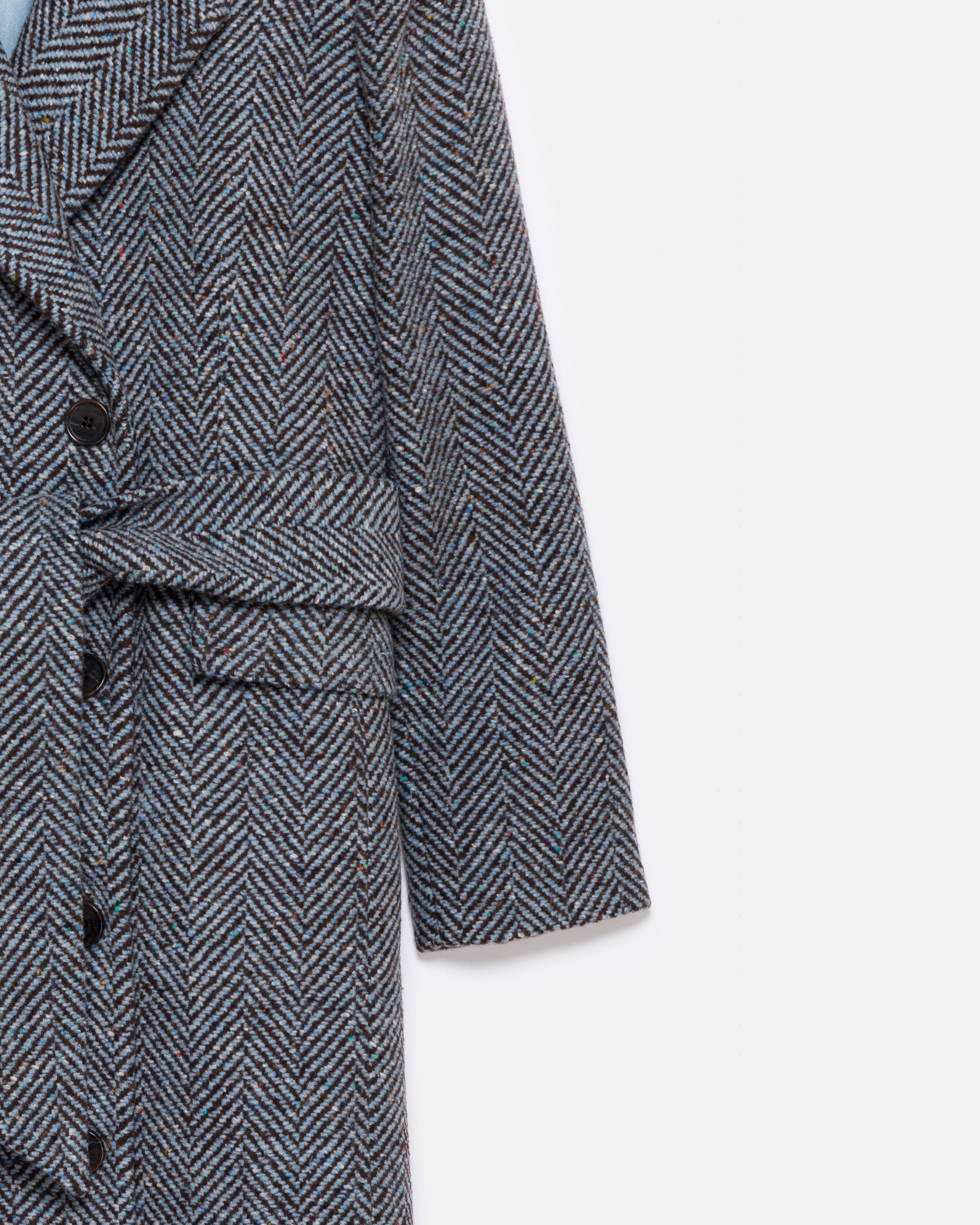 peploum Adele Herringbone Coat - Baby Blue