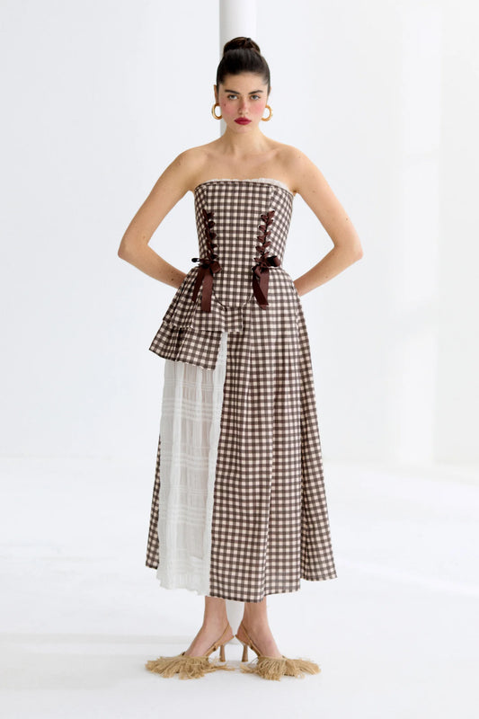 Fée Muse Marie Brown Plaid Corset Set