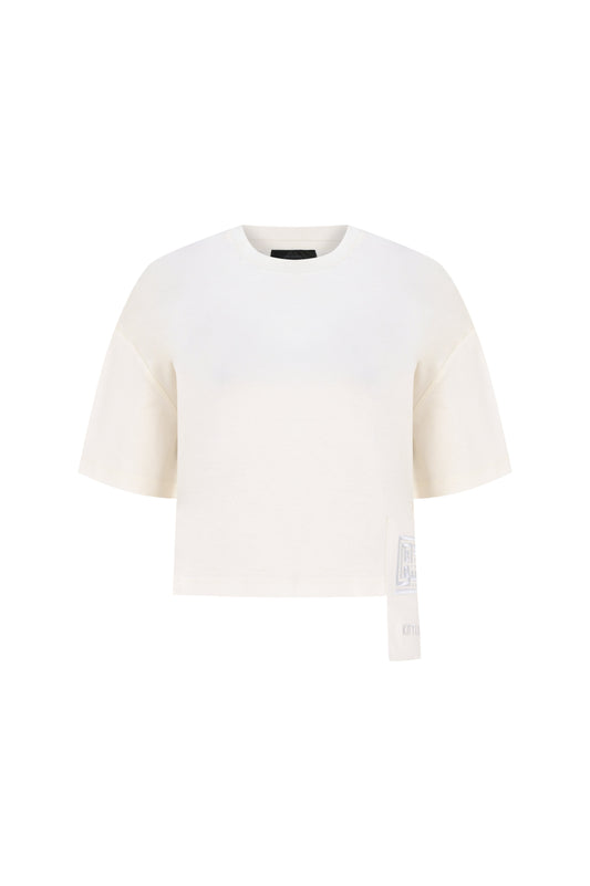 Knitology KNTLGY GEN White Short Sleeve Crop T-Shirt