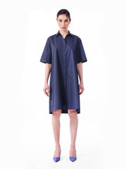 Knitology KNTLGY Navy Blue Oversize Poplin A-Line Dress