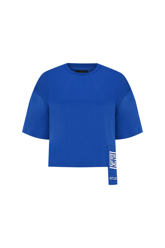 Knitology KNTLGY GEN Blue Short Sleeve Crop T-Shirt