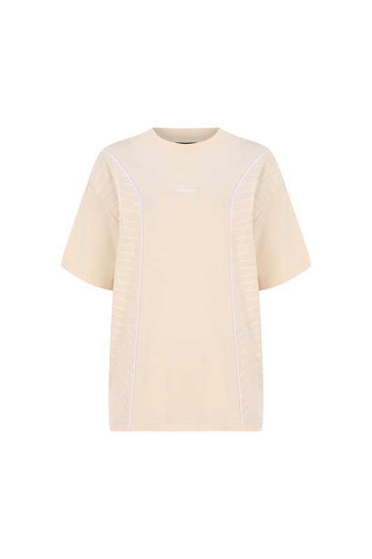 Knitology KNTLGY Beige Abstract Printed T-Shirt