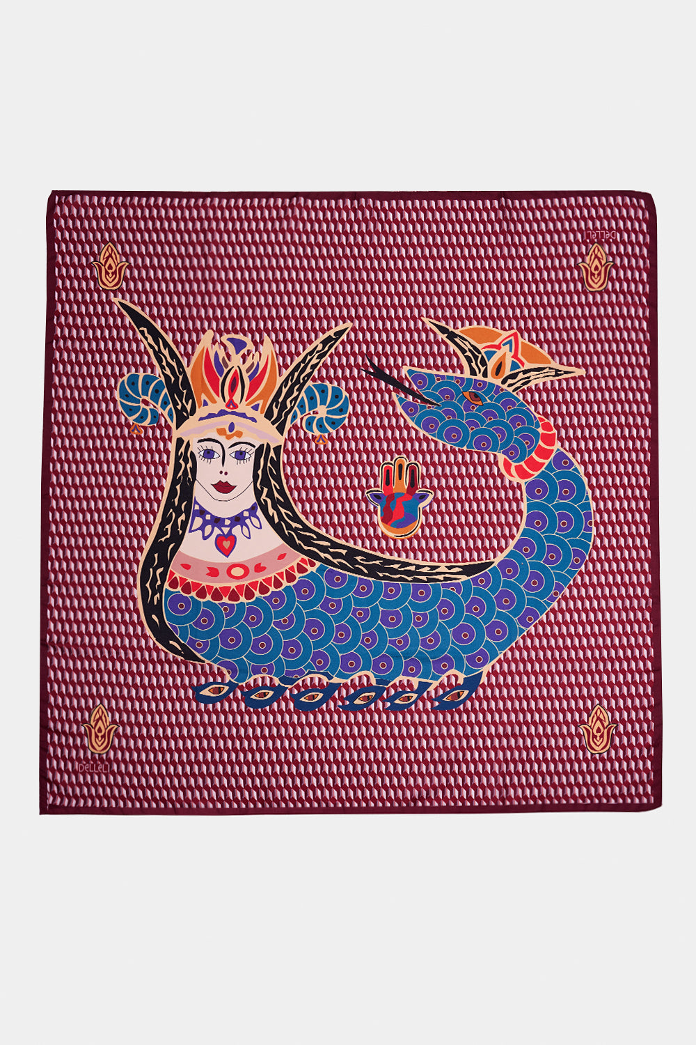 Dellel Deri Claret Red Shahmaran Monogram Scarf