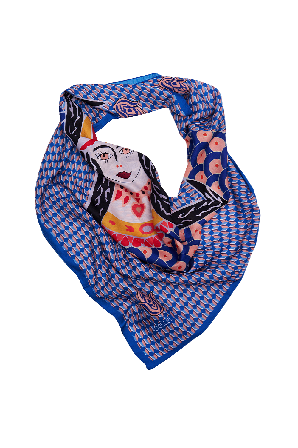 Dellel Deri Blue Shahmaran Monogram Scarf
