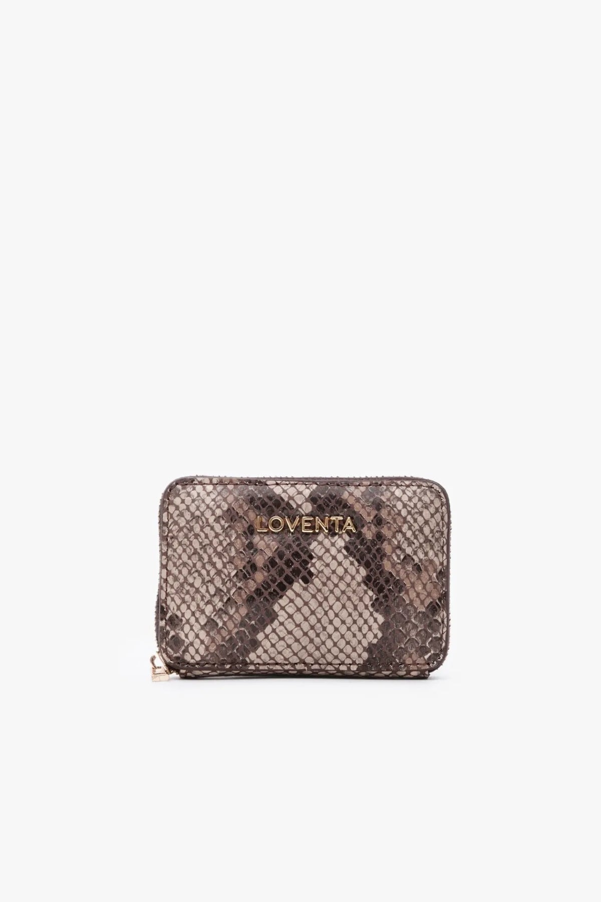 Loventa Genuine Leather Zippered Card Holder Wallet – Blanca Coffee Snake