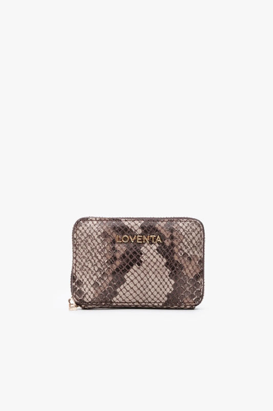 Loventa Genuine Leather Zippered Card Holder Wallet – Blanca Coffee Snake