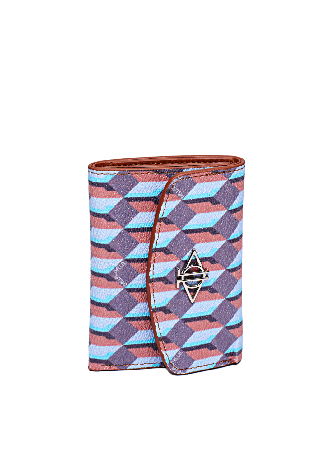 Dellel Deri Monogram Blue-Brown Wallet