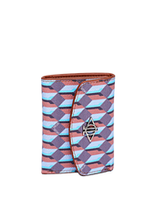 Dellel Deri Monogram Blue-Brown Wallet