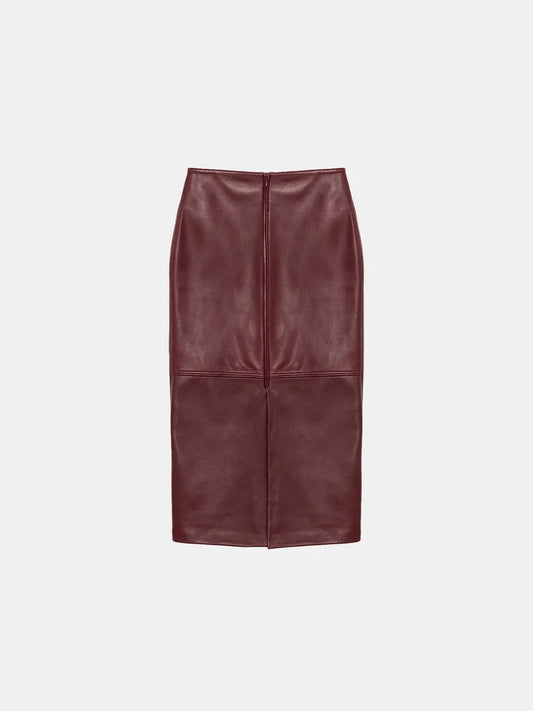 Peploum Rothen Sleek Lambskin Leather Skirt