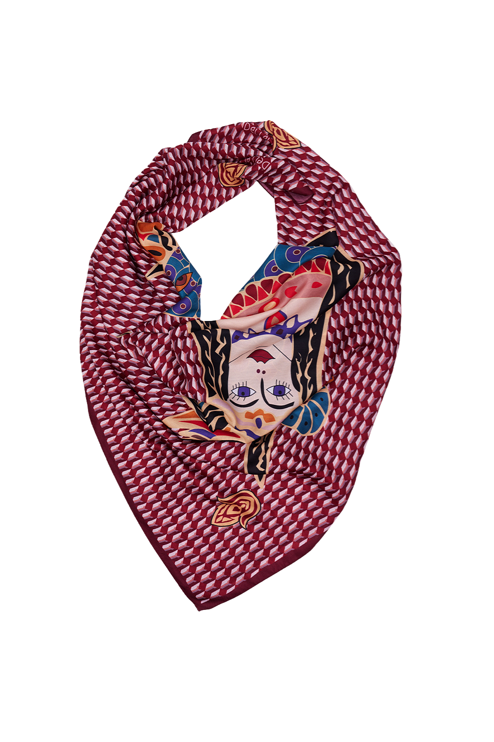 Dellel Deri Claret Red Shahmaran Monogram Scarf