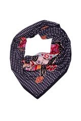 Dellel Deri Siyah Şahmeran Monogram Fular