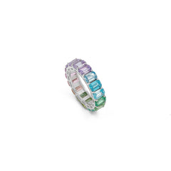 SooSilkyGems MULTICOLOR BAGUETTE STONES WEDDING RING