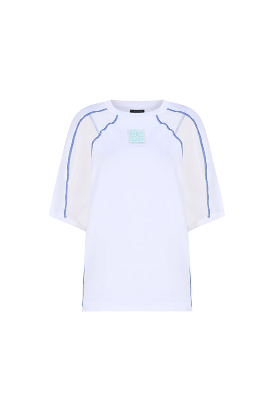 Knitology KNTLGY White T-Shirt with Cut-Out