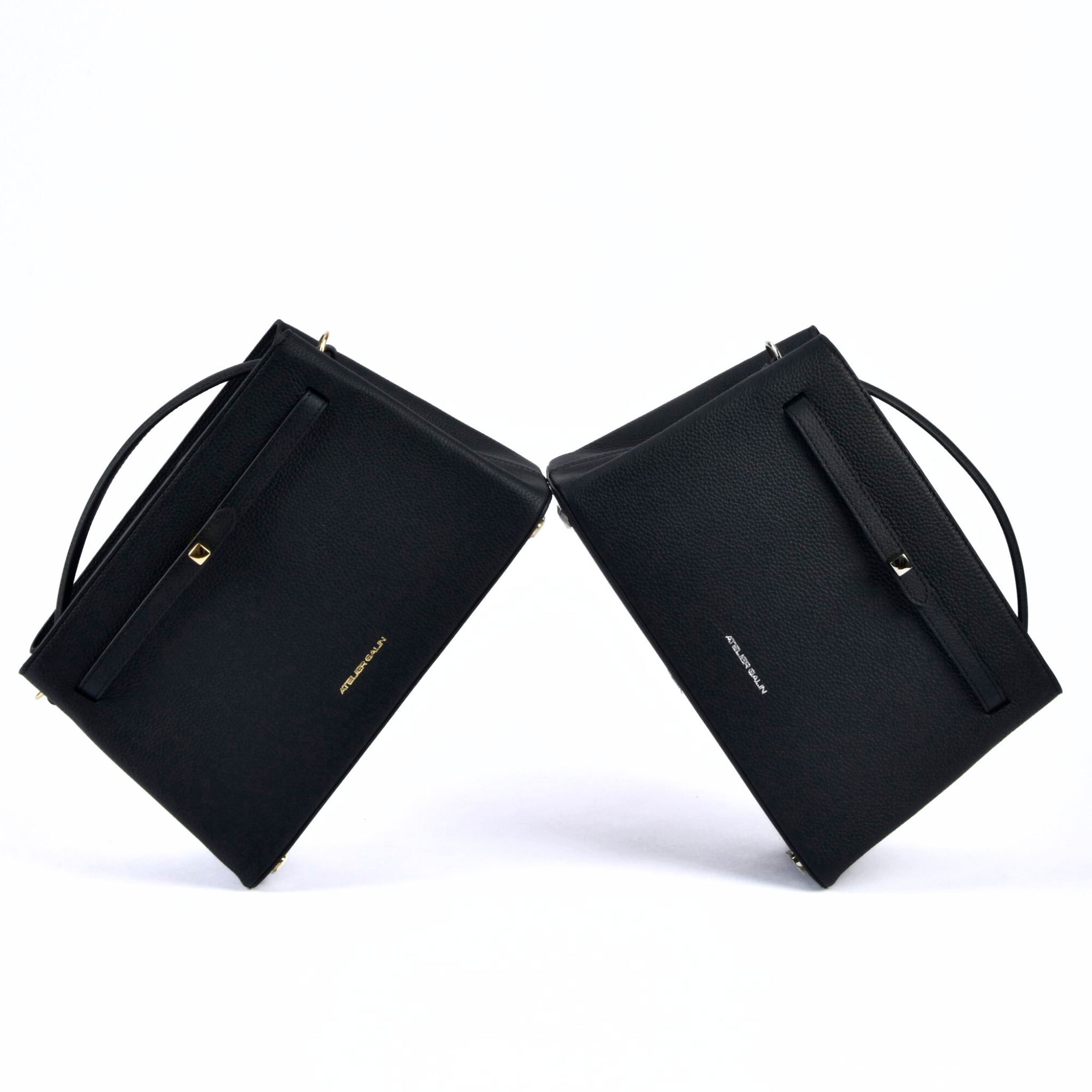 Atelier Galin Cube Lock Bag - Black & Silver