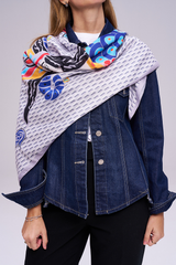 Dellel Deri Gray Shahmaran Monogram Scarf