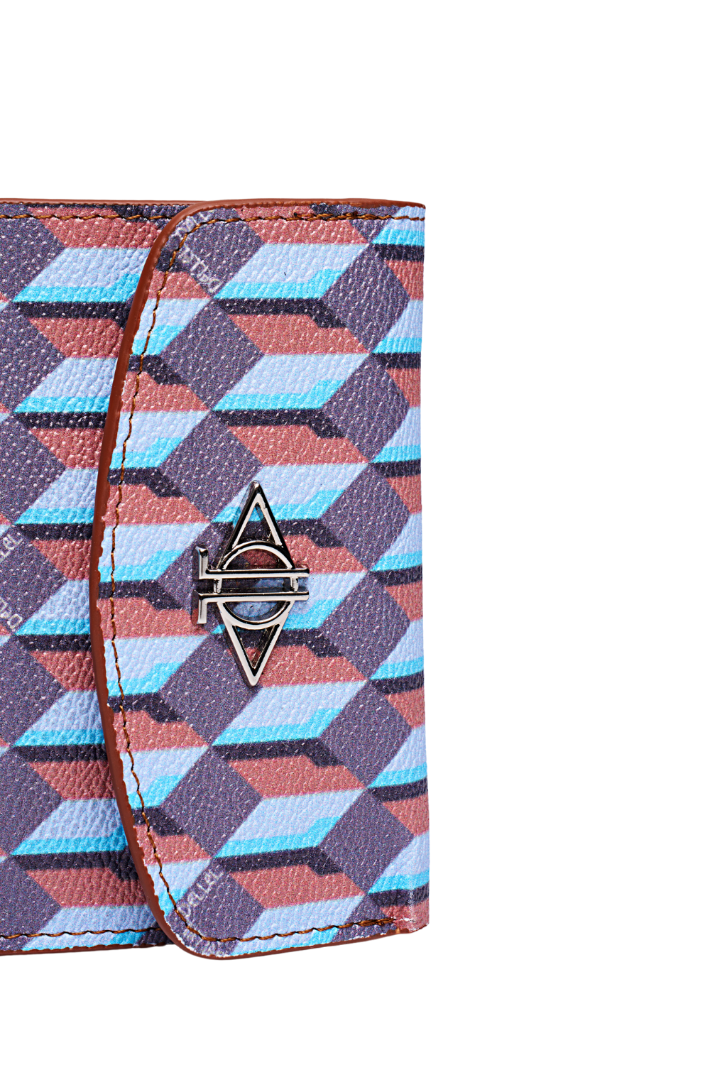 Dellel Deri Monogram Blue-Brown Wallet