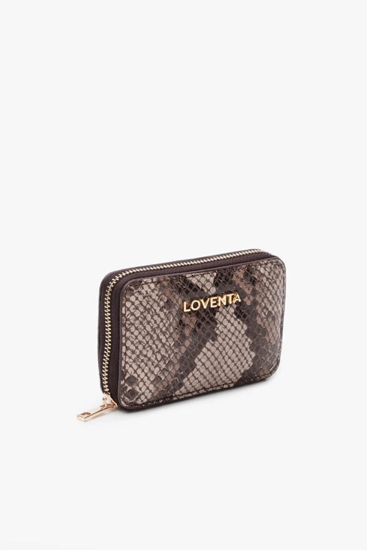 Loventa Genuine Leather Zippered Card Holder Wallet – Blanca Coffee Snake