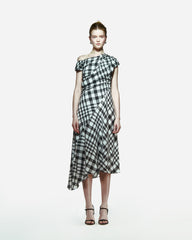 peploum Ama Drapped Dress in Checkered Pattern