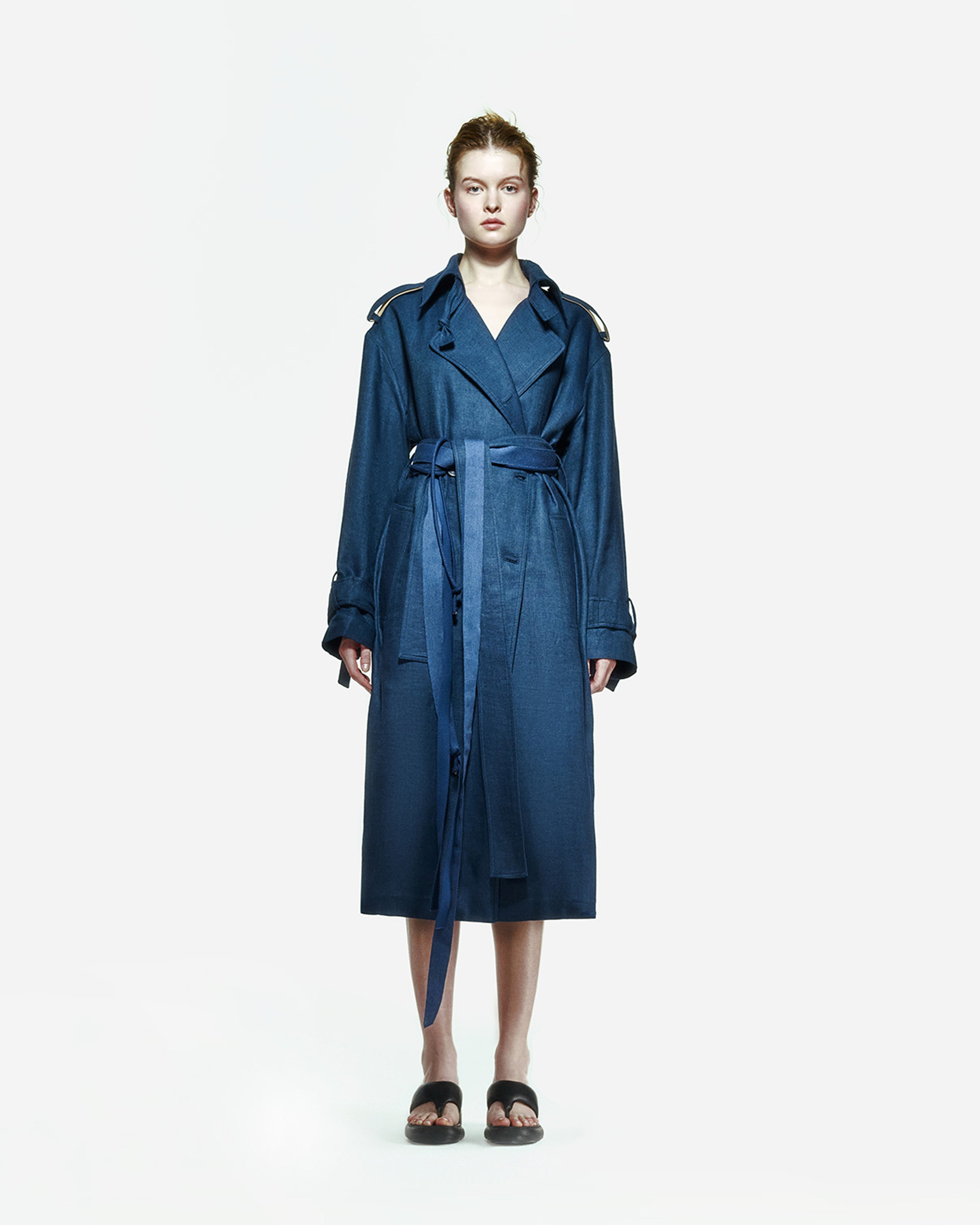 peploum Ise Trenchcoat in Underwater Blue