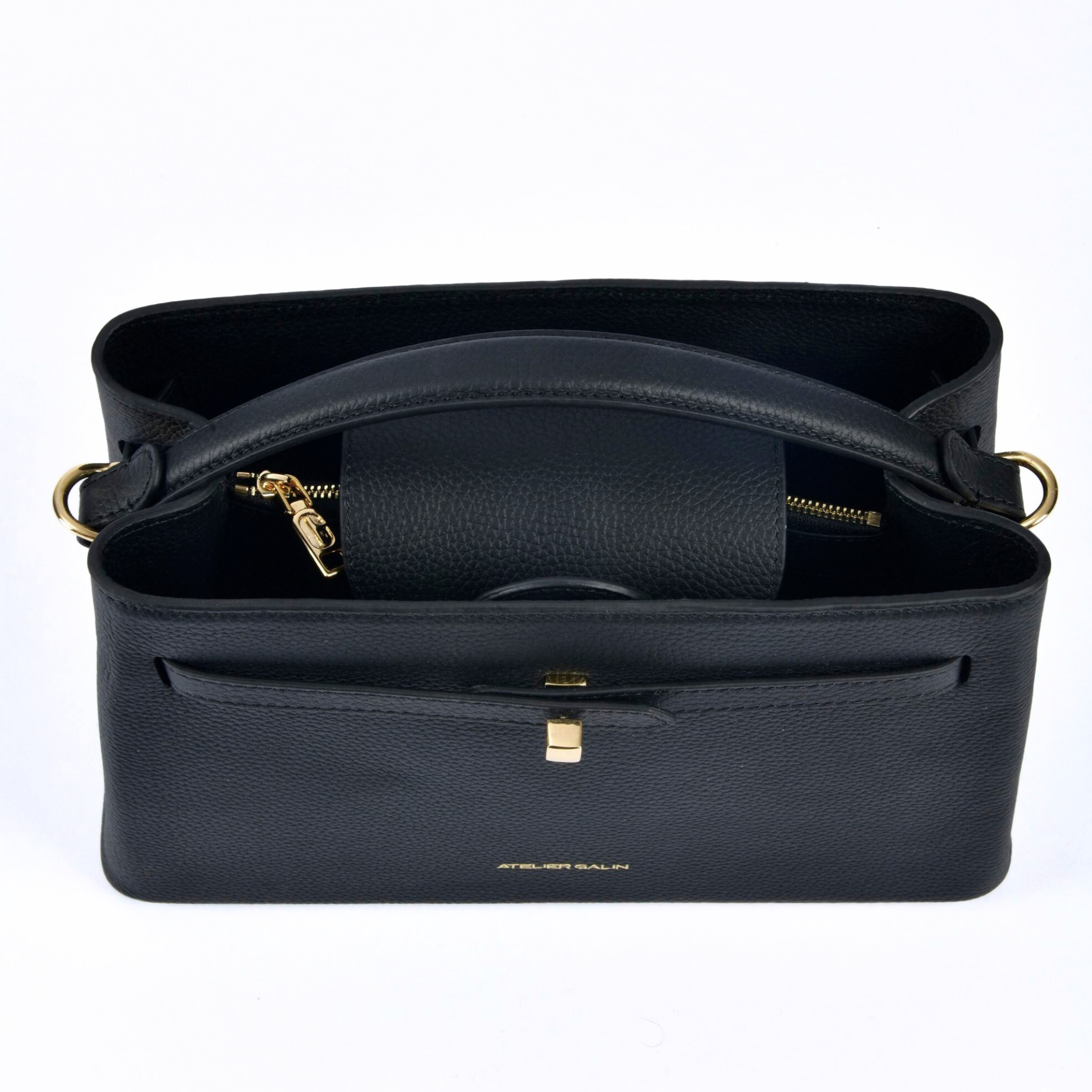 Atelier Galin Cube Lock Bag - Black & Gold