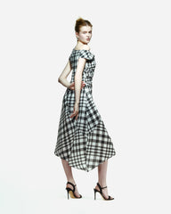 peploum Ama Drapped Dress in Checkered Pattern