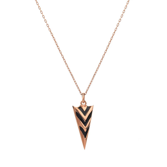 Chaseldor Triangle Black Striped Silver Necklace