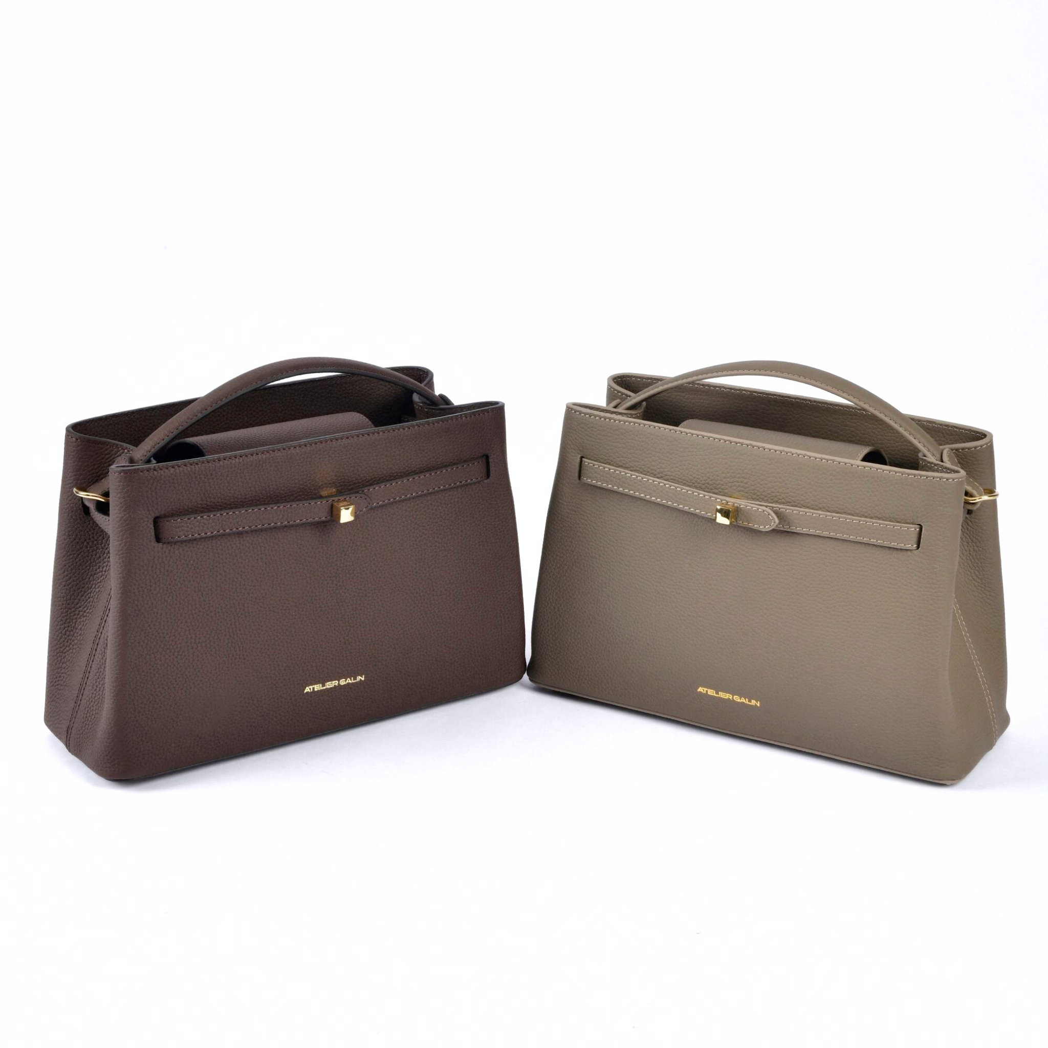 Atelier Galin Cube Lock Bag - Mink
