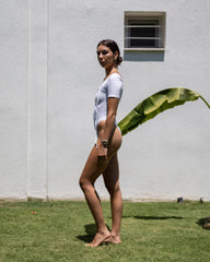 IAMLOVEIN WHITE' SHORT SLEEVE CALL ME BODYSUIT