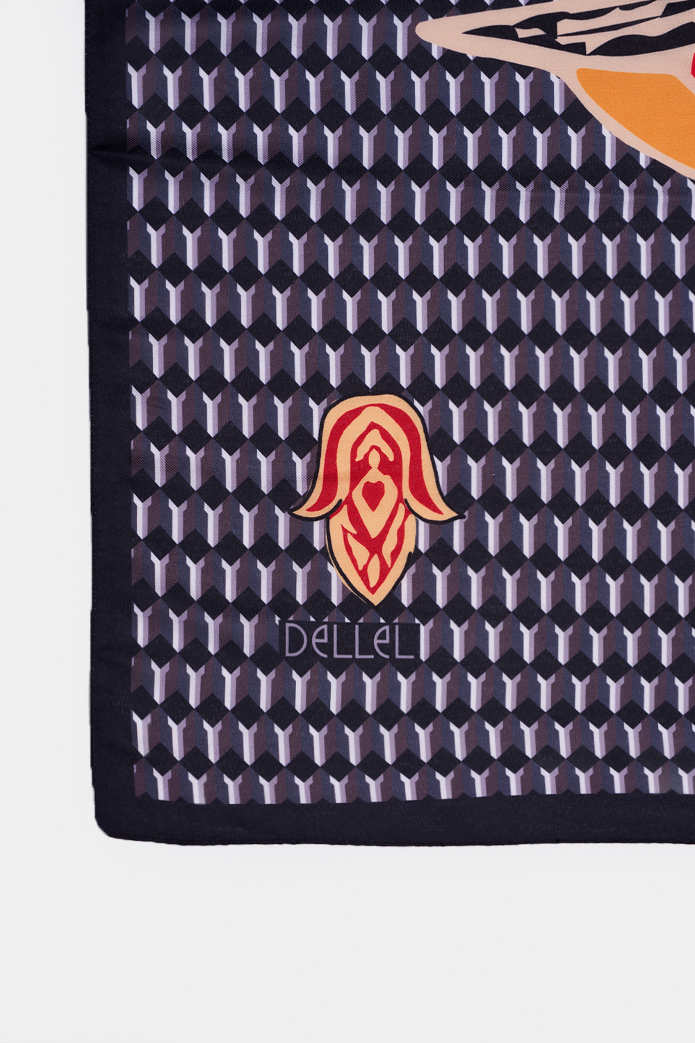 Dellel Deri Siyah Şahmeran Monogram Fular