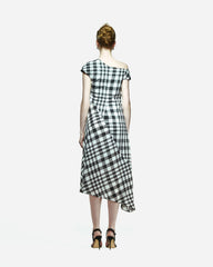 peploum Ama Drapped Dress in Checkered Pattern