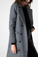 peploum Adele Herringbone Coat - Baby Blue
