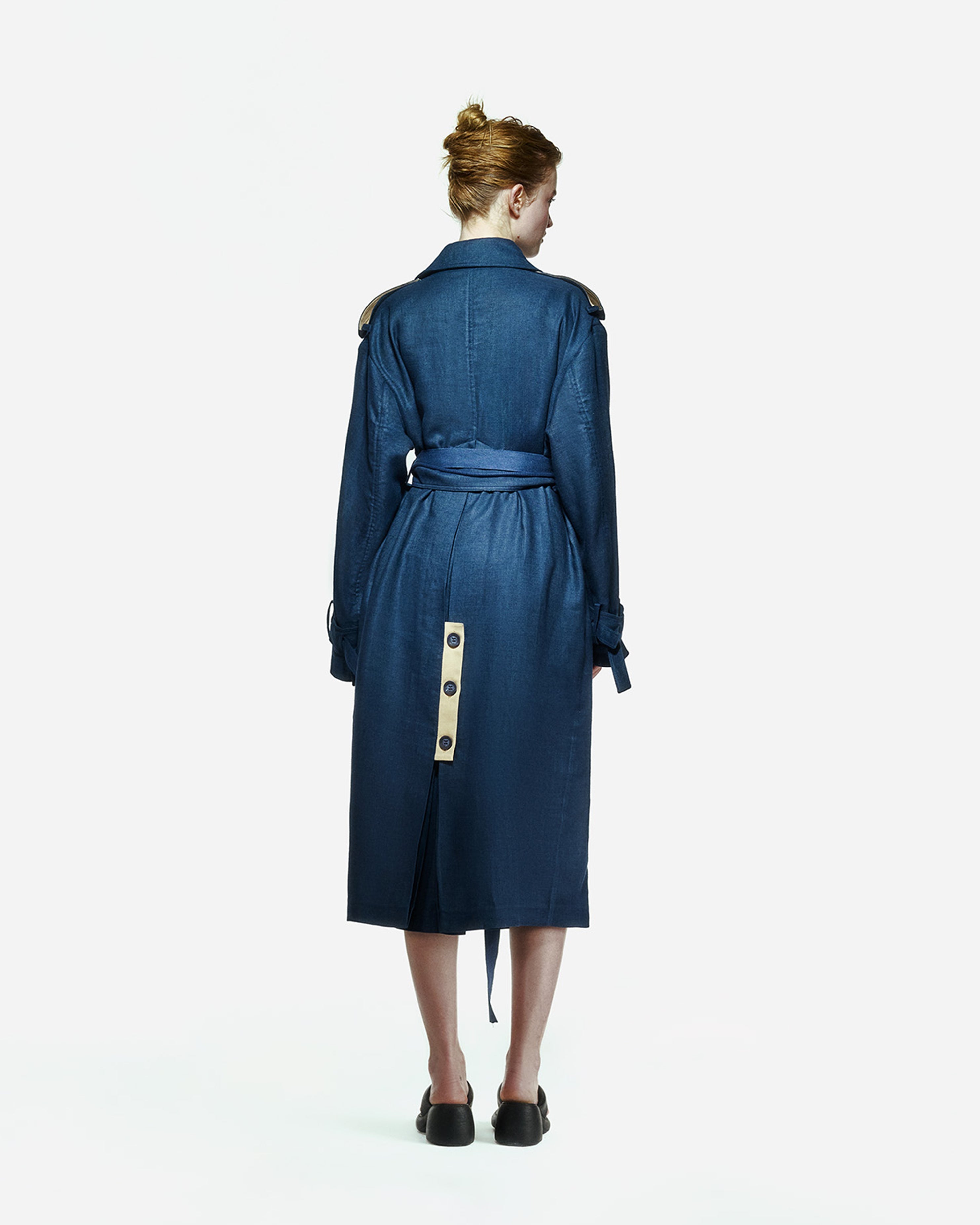 peploum Ise Trenchcoat in Underwater Blue