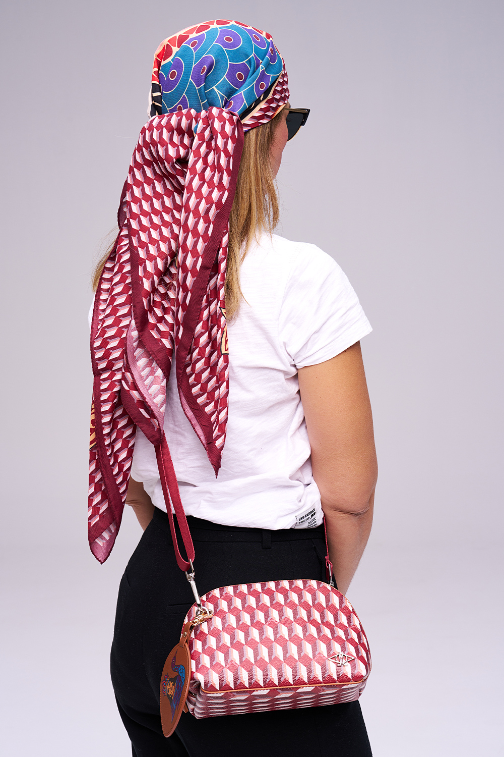 Dellel Deri Claret Red Shahmaran Monogram Scarf
