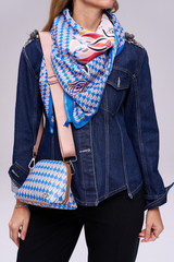 Dellel Deri Blue Shahmaran Monogram Scarf