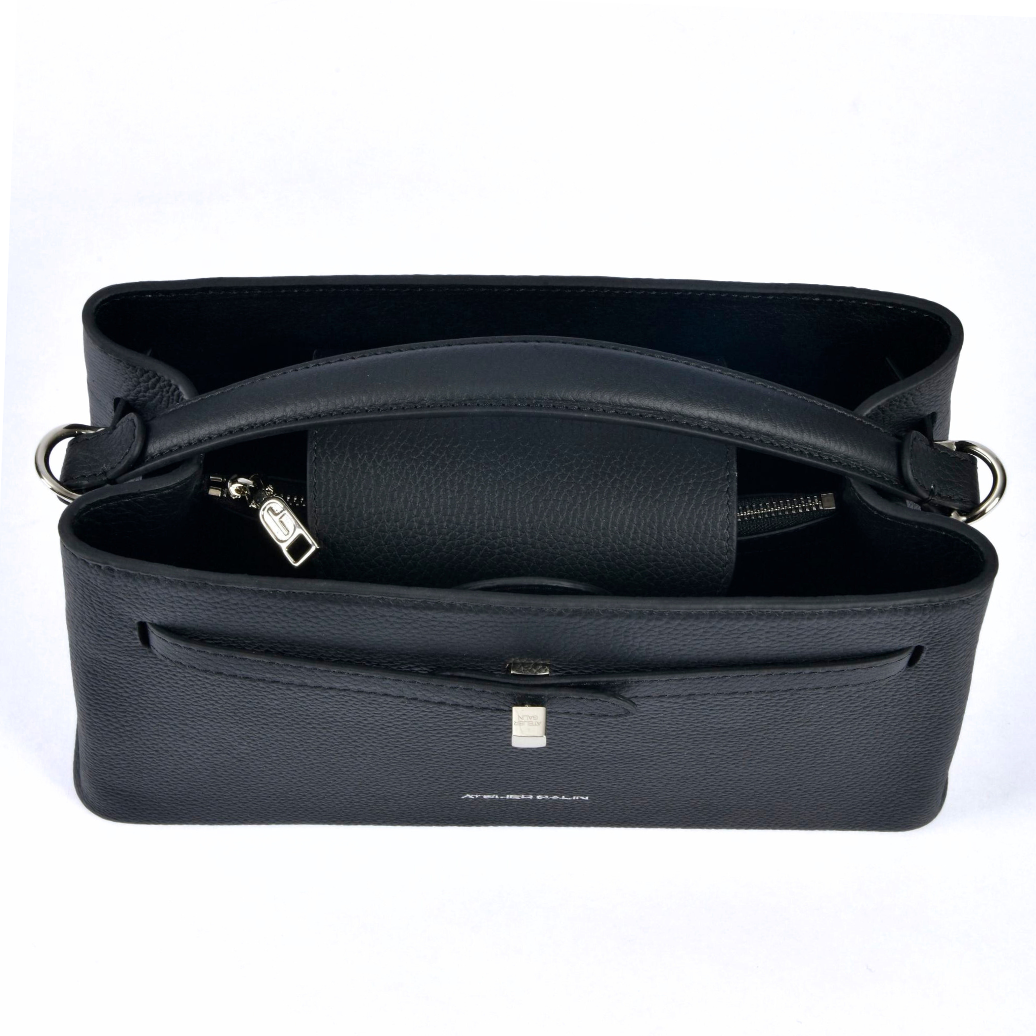 Atelier Galin Cube Lock Bag - Black & Silver