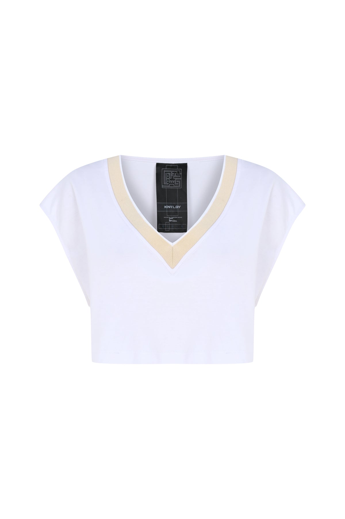 Knitology KNTLGY Basic V-Neck White Tee