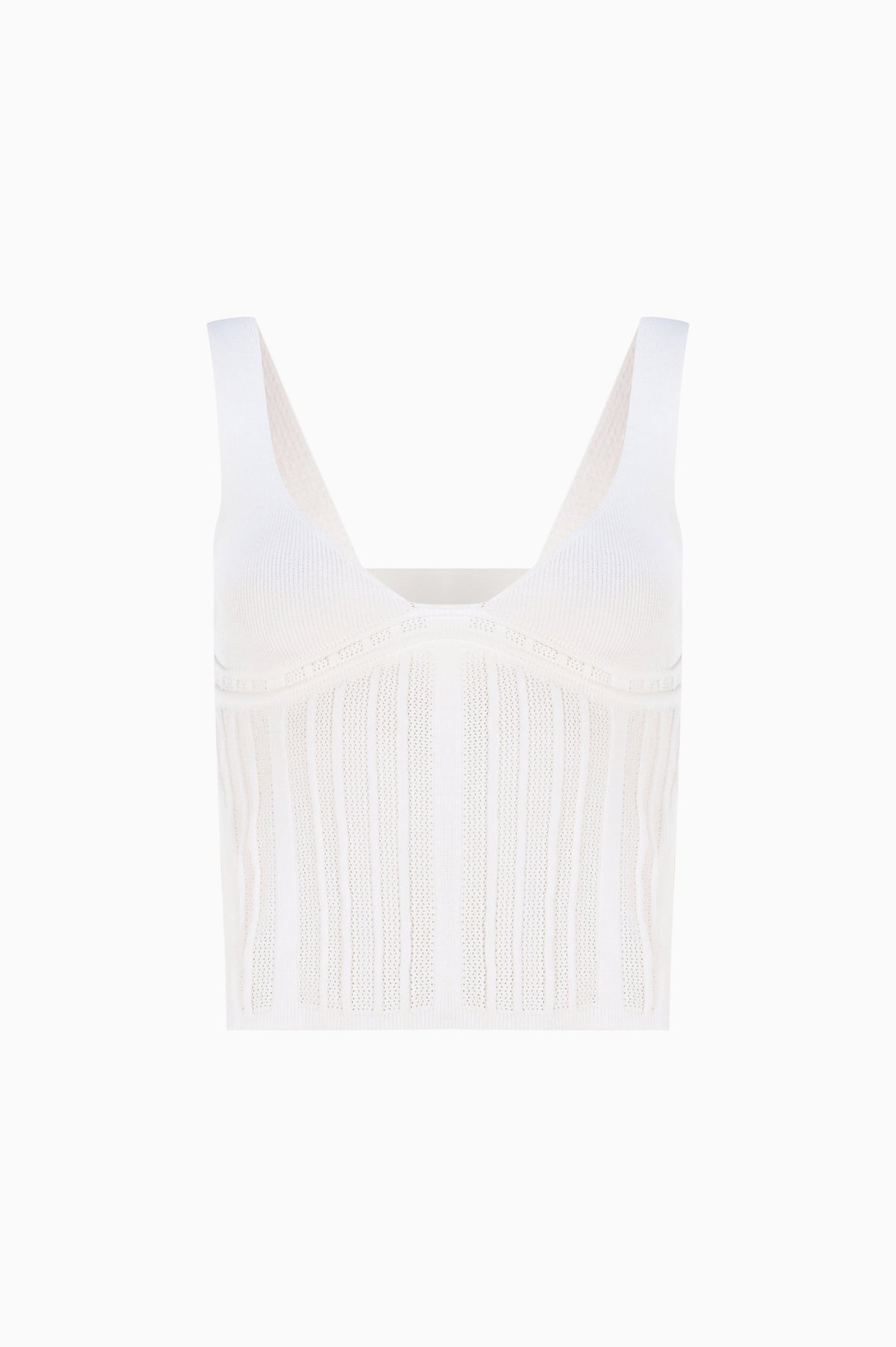 KNTLGY White Knitted Corset-Looking Top