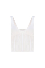 Knitology KNTLGY White Knitted Corset-Looking Top