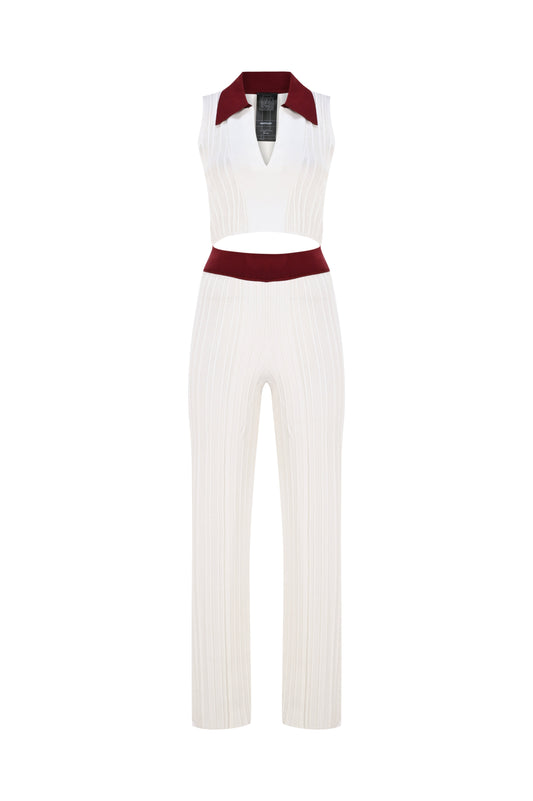 Knitology KNTLGY White Openwork Knitted Trousers